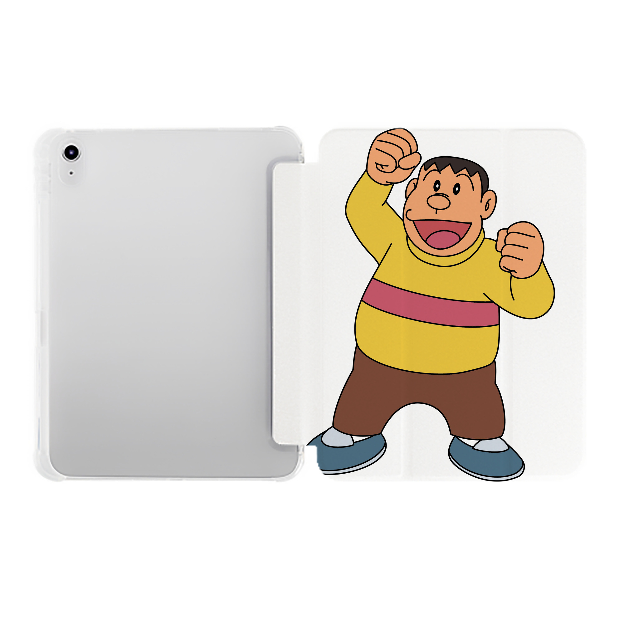 （画像用） ドラえもん 剛田武 Doraemon Gouta Takeshi IPad ケース ペン収納付き 三つ折りスタンド PUレザー×シリコン 対応機種9.5/10.5/10.9インチ